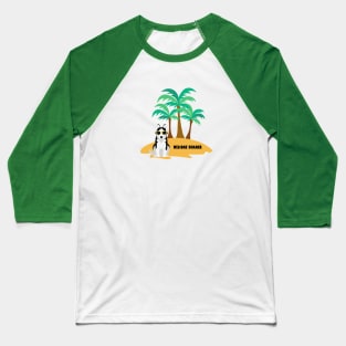 Welcome Summer with Husky Dog Wearing Sunglasses on Beach with Palms Baseball T-Shirt